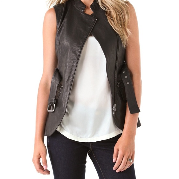 NWOT! Rachel Zoe black leather vest! New w/o tags - Picture 2 of 5